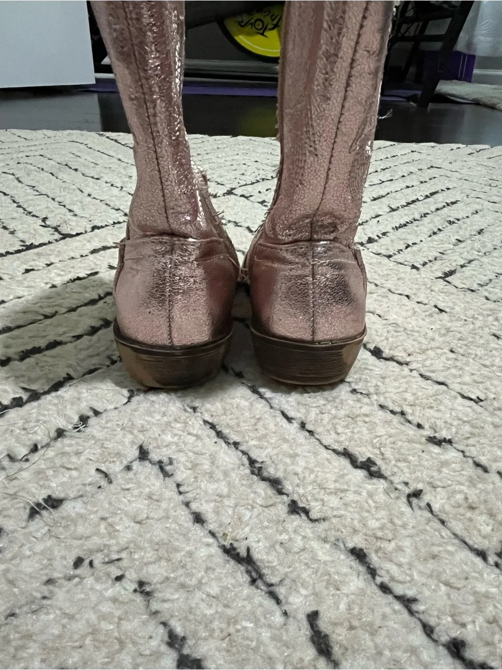 Metallic Pink Toddler Girls Western Boots - Stylish Mid-Calf Fashion Boot